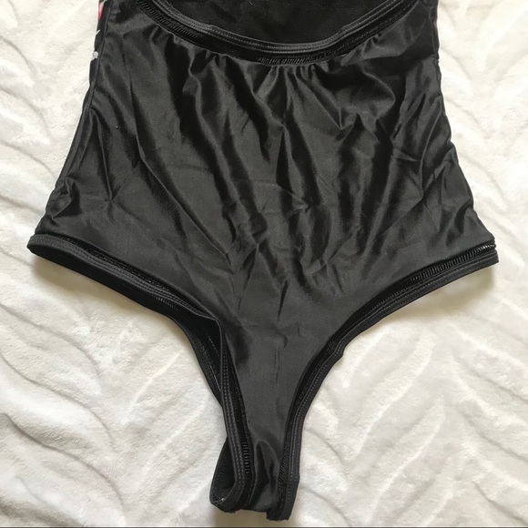 Black Floral One-Piece Swimsuit Cheeky Sm - Picture 8 of 10